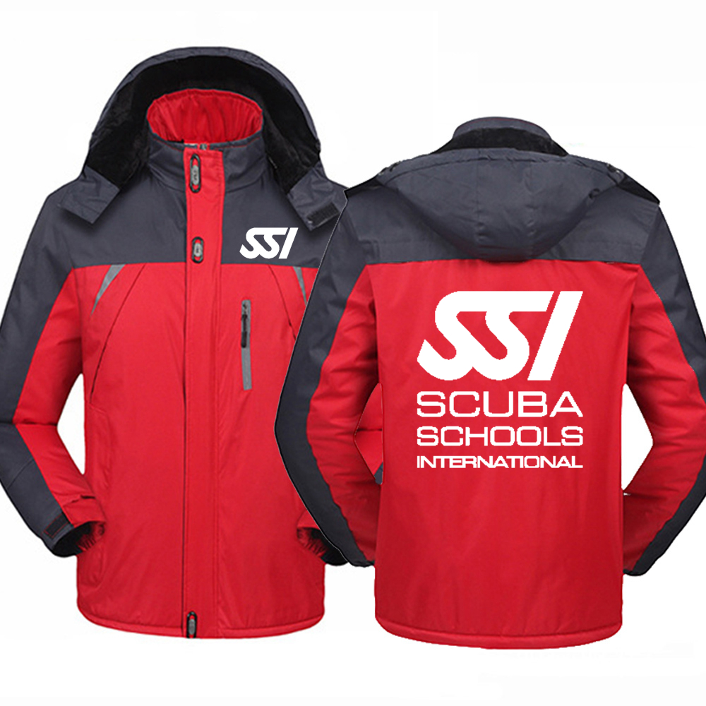 겨울 두꺼운 옷 스쿠버 학교 국제 SSI 로고 인쇄 사용자 정의 로고 남성 까마귀 등산 의류 다운 코트